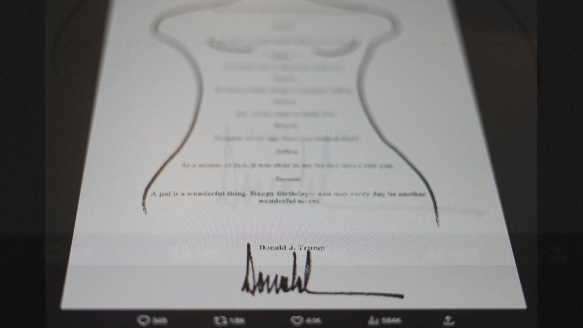 美國民主黨公開宣稱特朗普寫給愛潑斯坦的不雅信件　白宮：假新聞、惡作劇