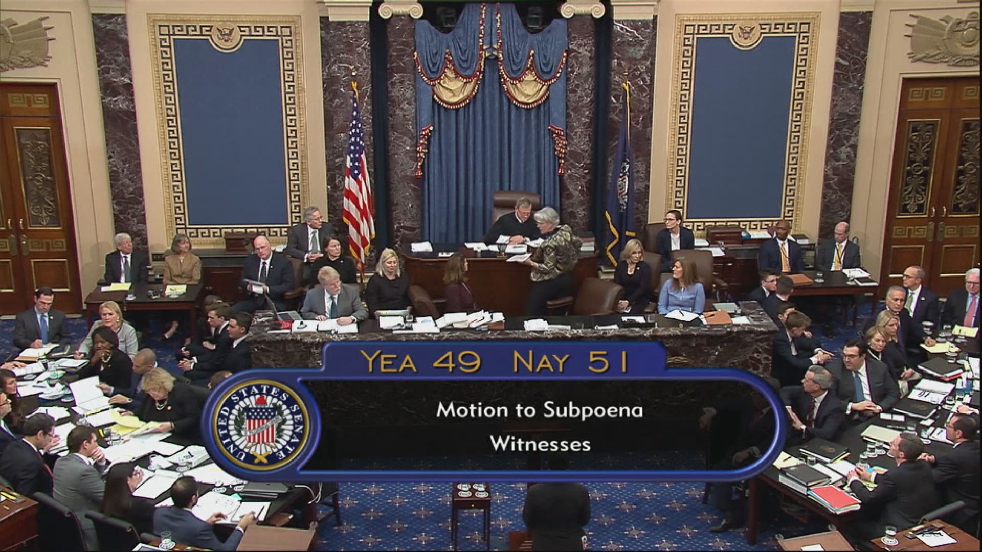 美參議院彈劾審訊否決傳召證人