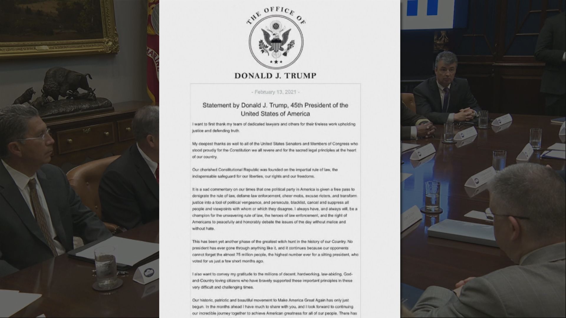 煽動叛亂罪彈劾獲判無罪　特朗普：遭政治迫害