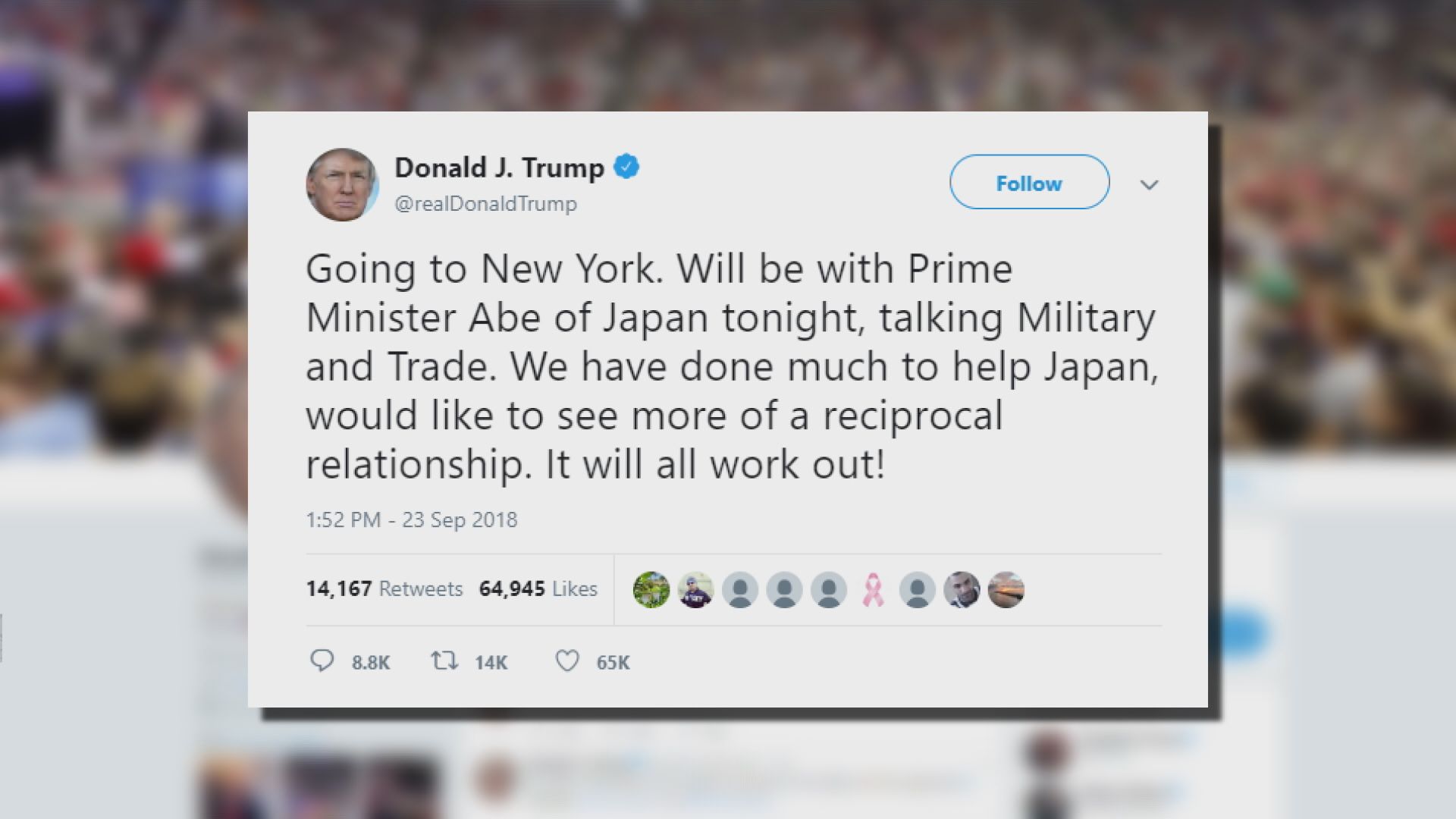 特朗普要求日本作出更大貢獻