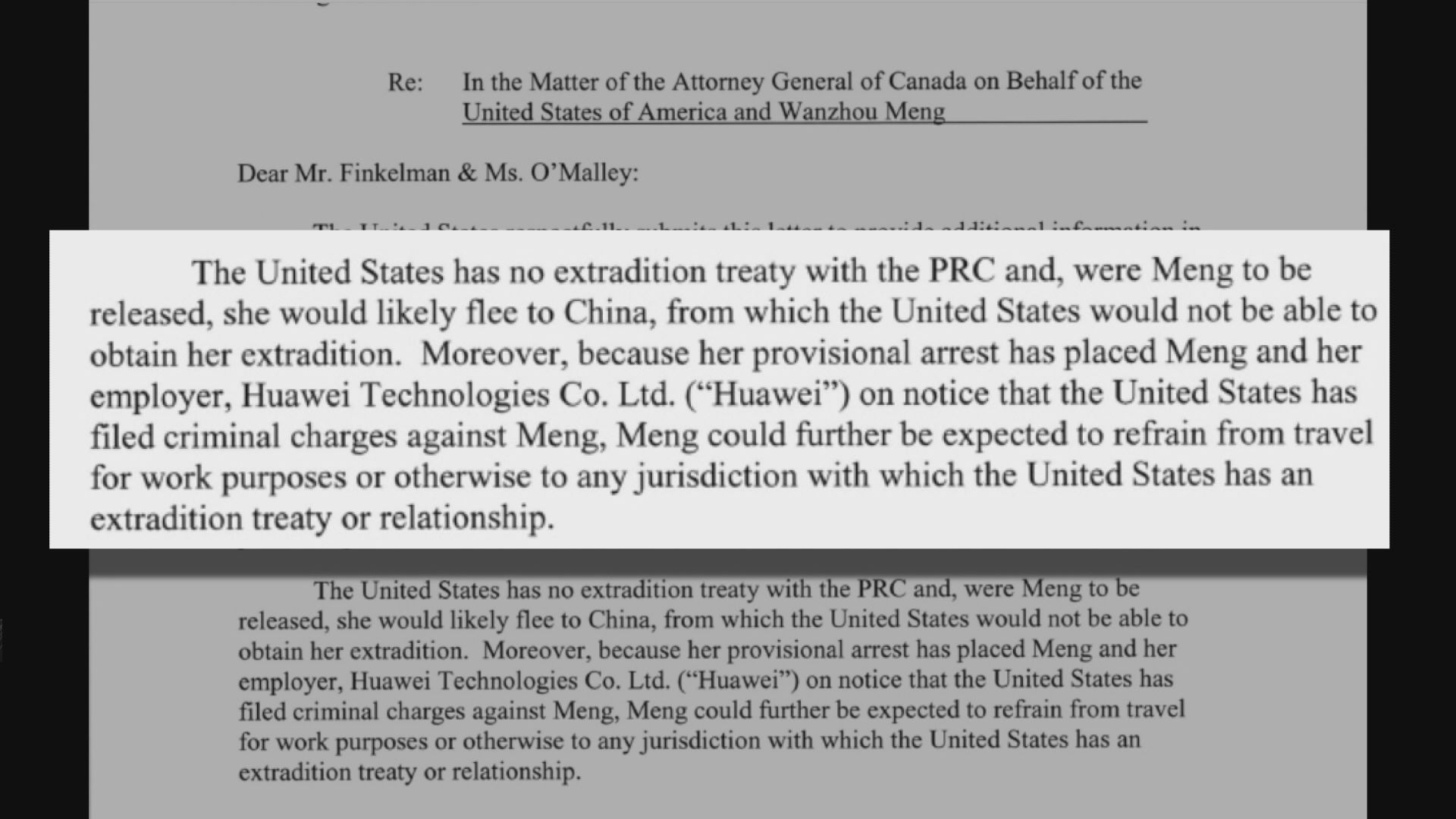 美國司法部反對孟晚舟獲保釋 