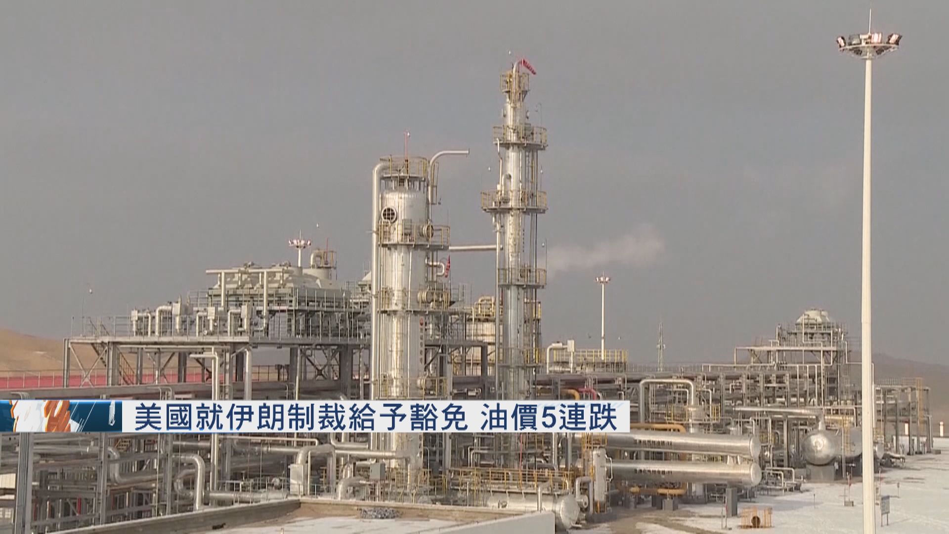 美國就伊朗制裁給予豁免　油價5連跌