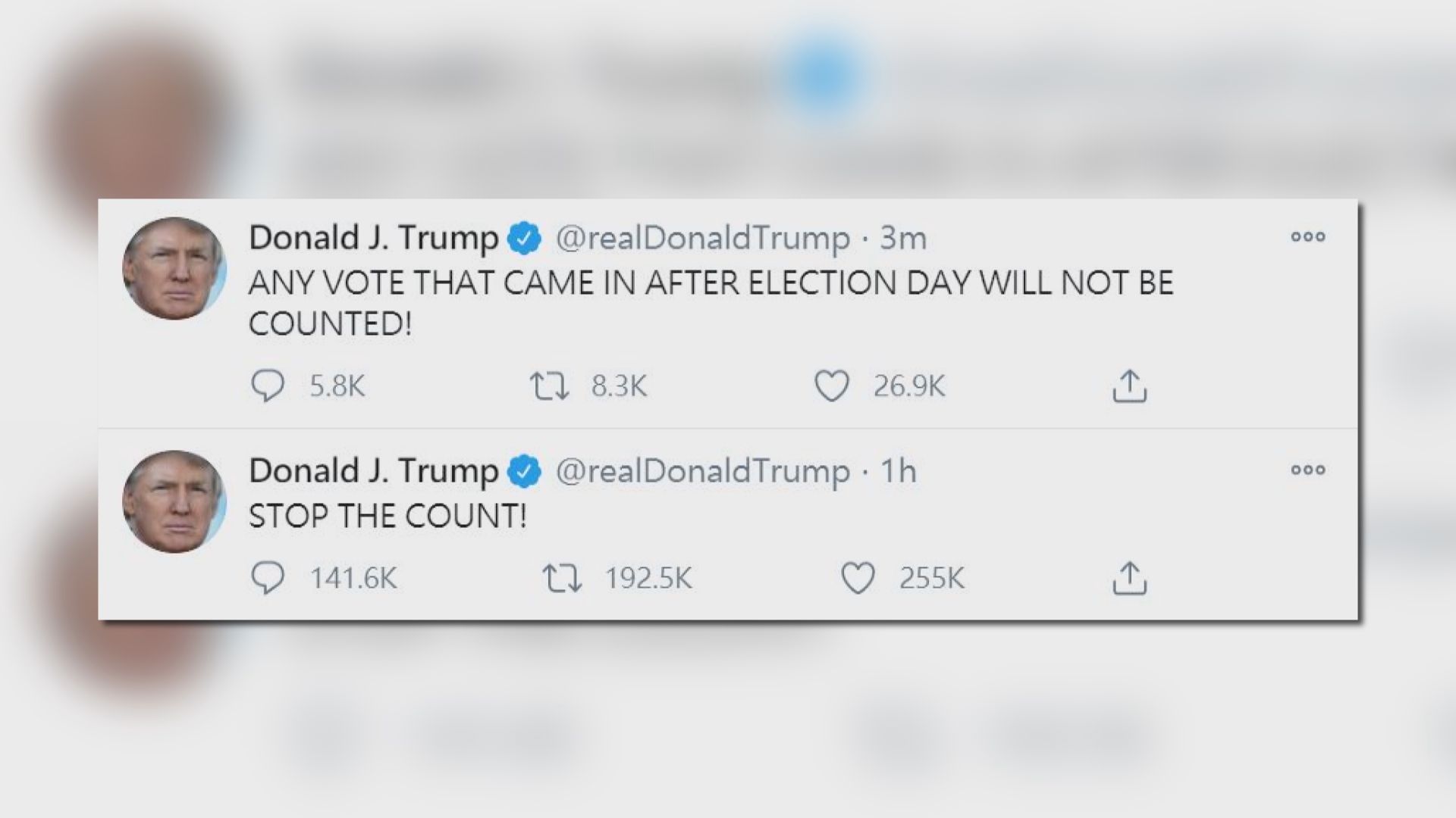 特朗普再要求停止點票　不應計算投票日後收到選票