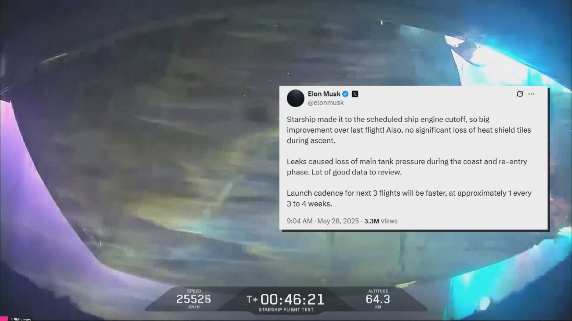 SpaceX星艦火箭第九次試射飛船失控解體　馬斯克：已有重大改善