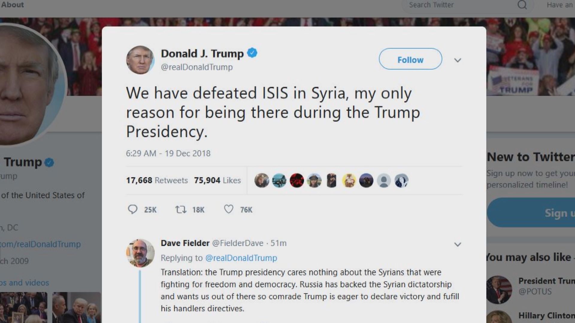 美國計劃從敘利亞全面撤軍