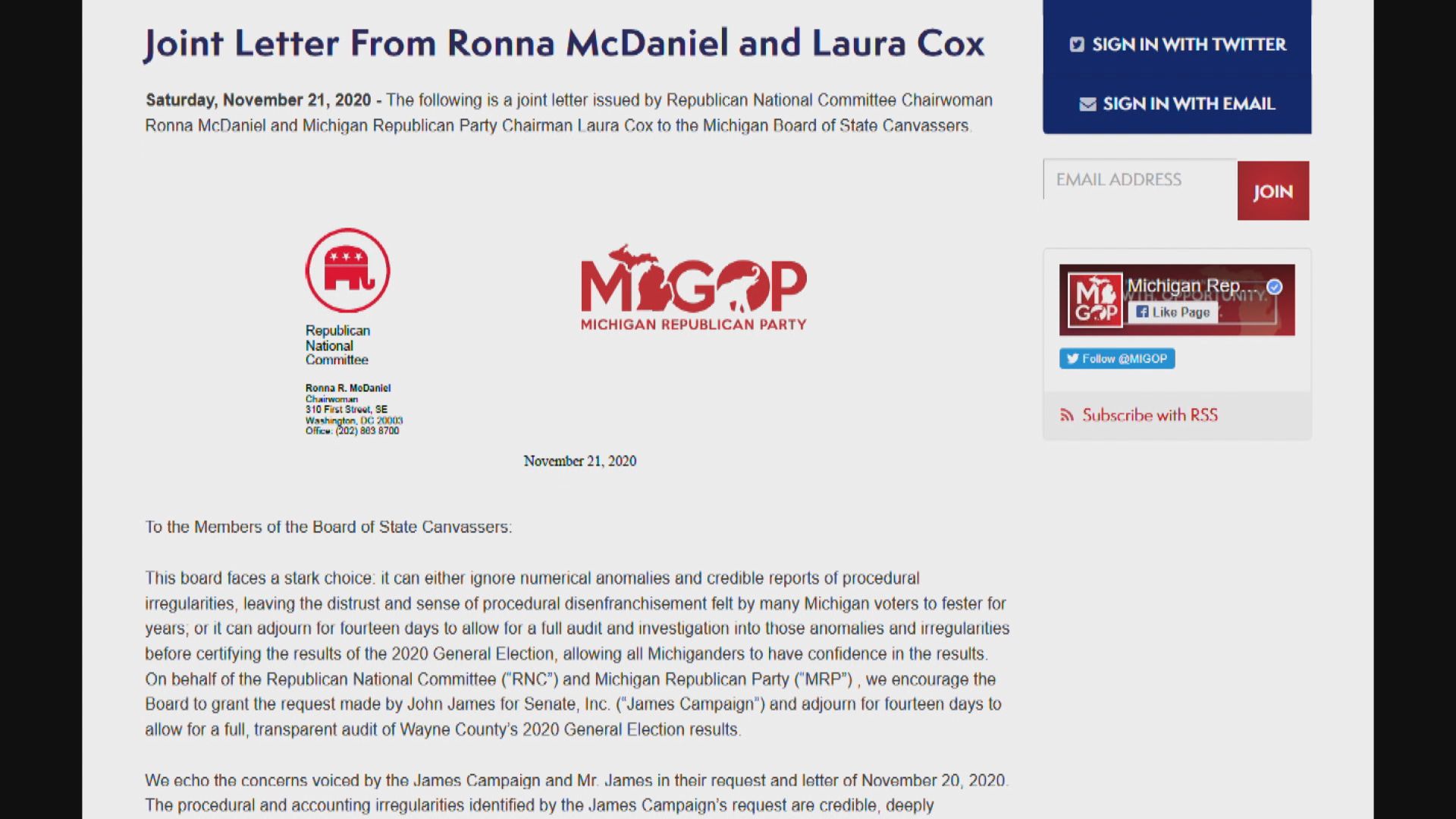 美國共和黨領袖要求密歇根延後認證投票結果