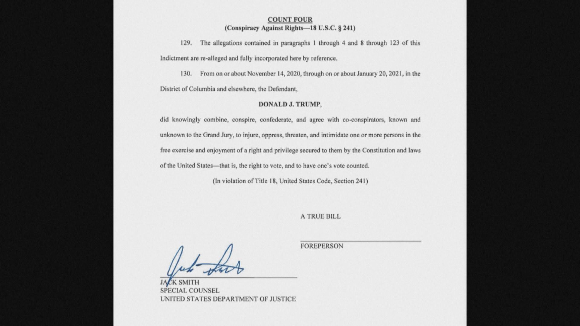 涉試圖推翻大選結果被起訴 特朗普稱是政治迫害