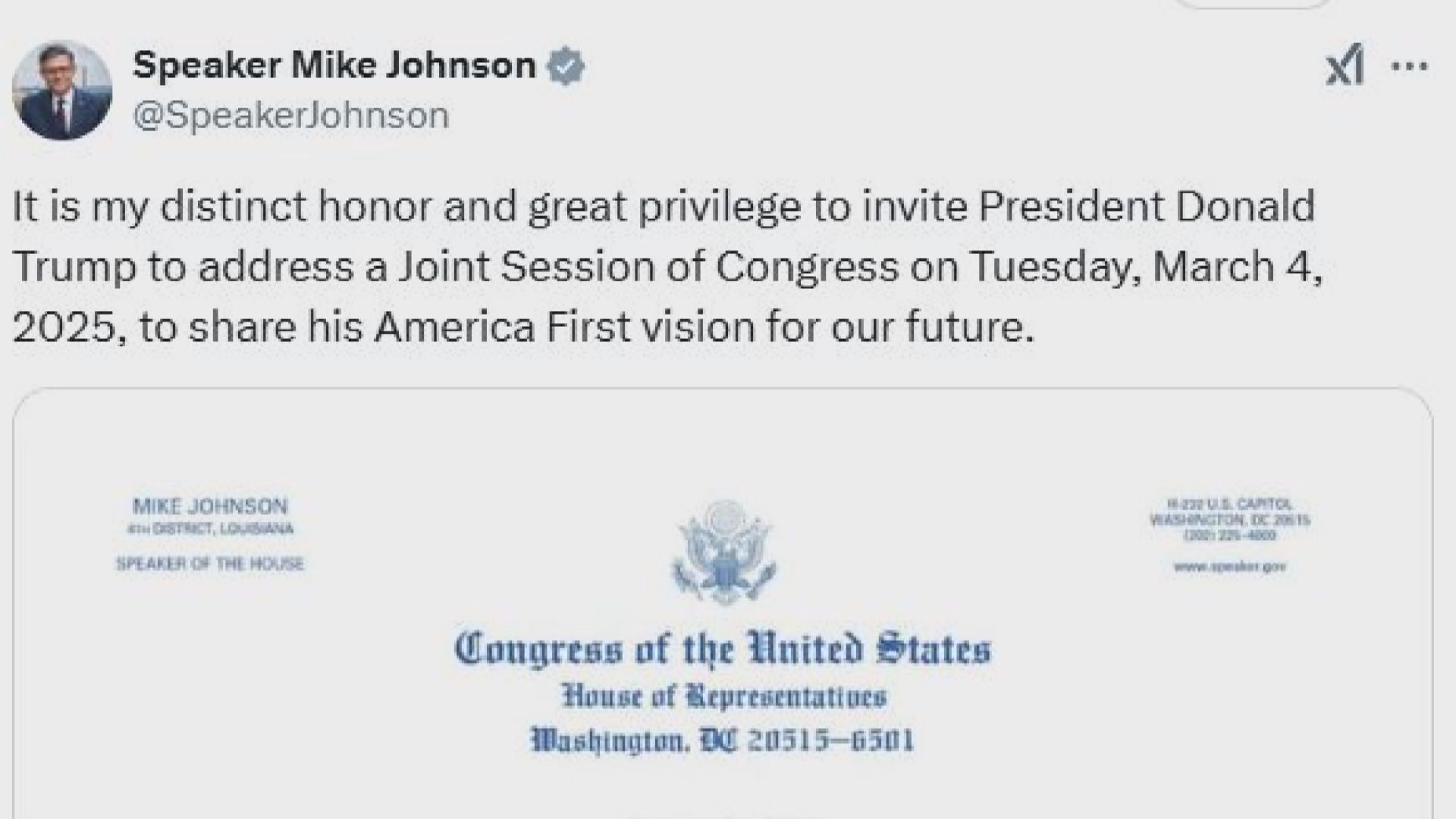 特朗普三月初將應邀出席國會參眾兩院聯席會議並發表演說