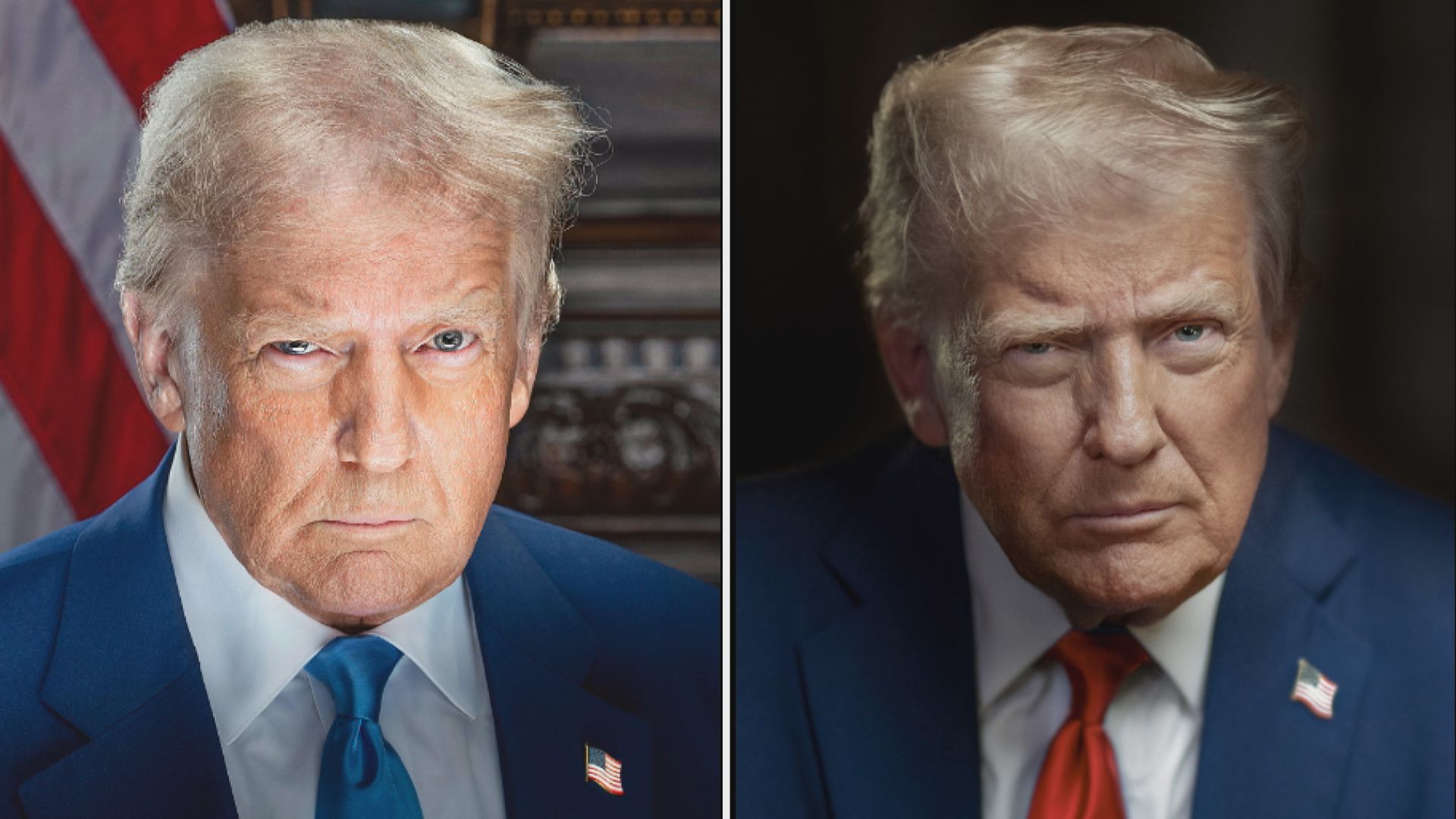 特朗普發布新官方肖像　改戴紅領帶　背景無國旗