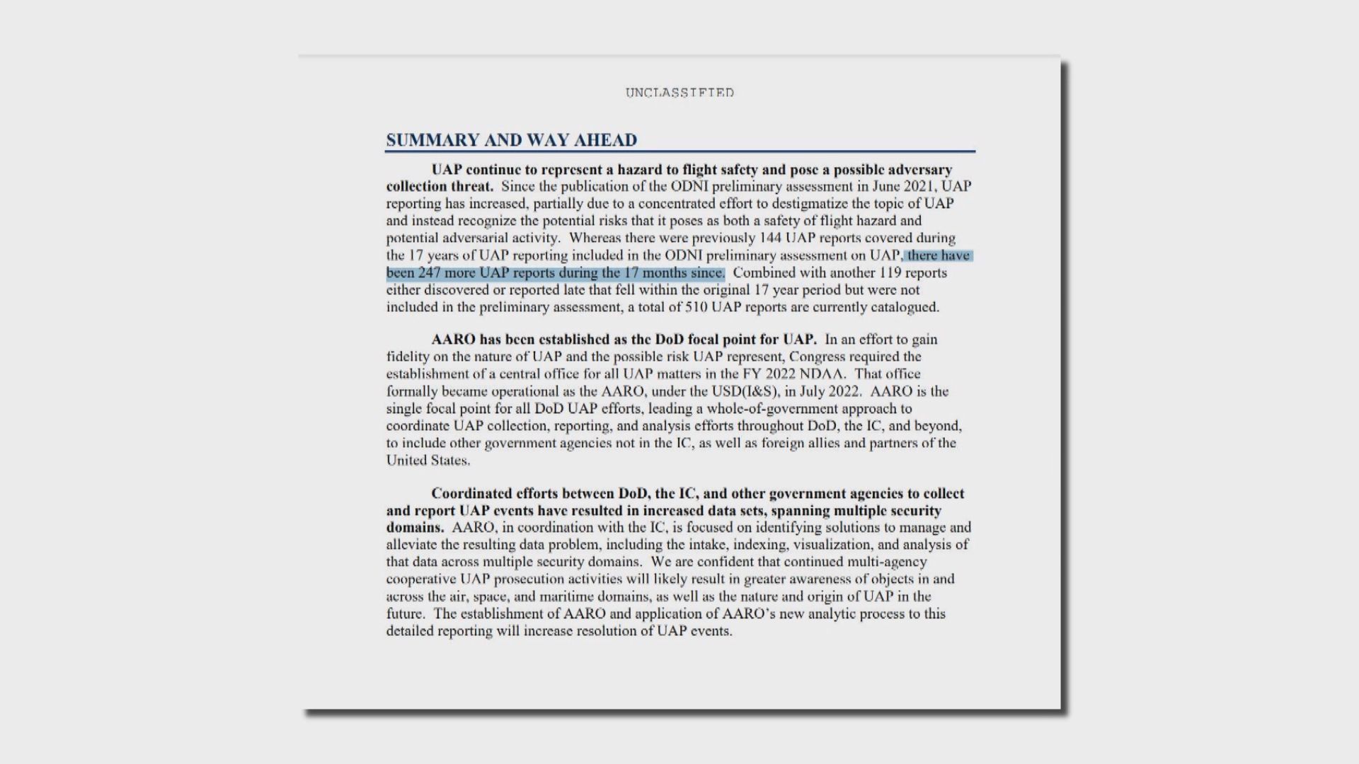 美國當局一年半內收到二百多宗UFO報告