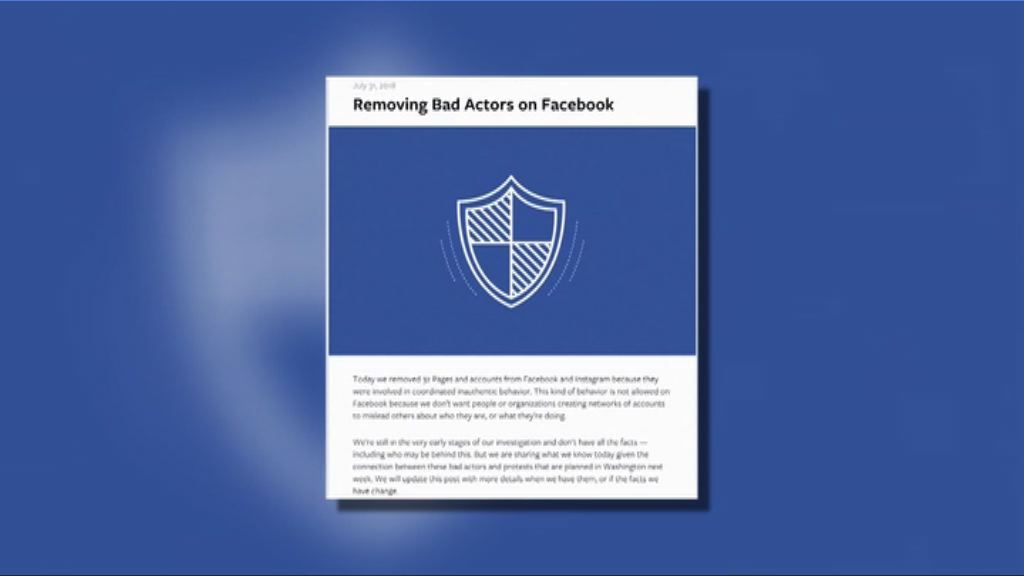 Facebook移除網站內不當政治內容