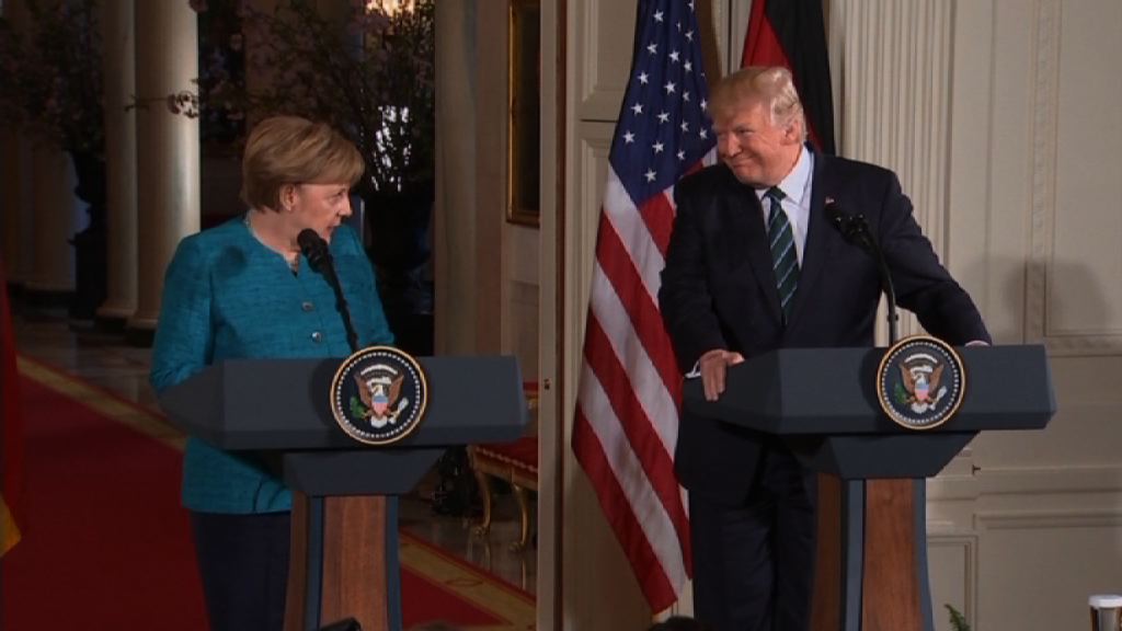 特朗普與默克爾首度會談存分歧