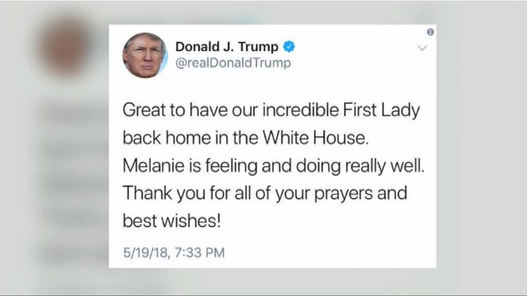 梅拉尼婭已出院返回白宮