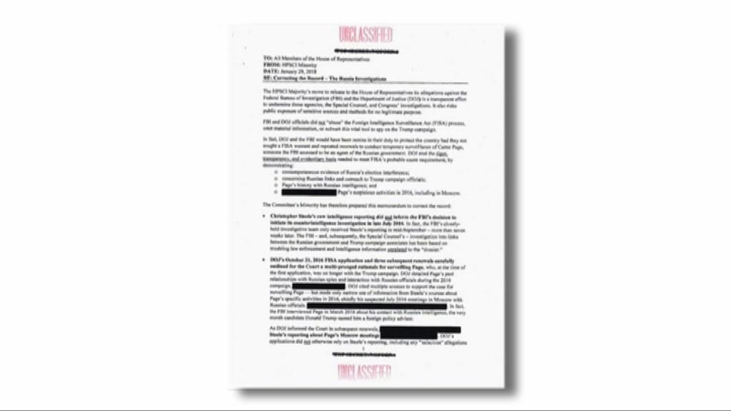 美國民主黨公開通俄調查備忘錄