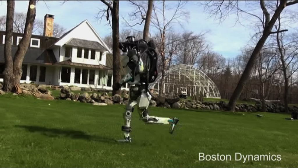 機械人新招式在草地慢跑