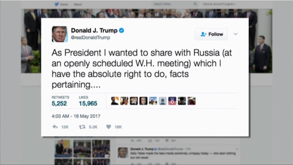 特朗普稱有絕對權力向俄披露事實