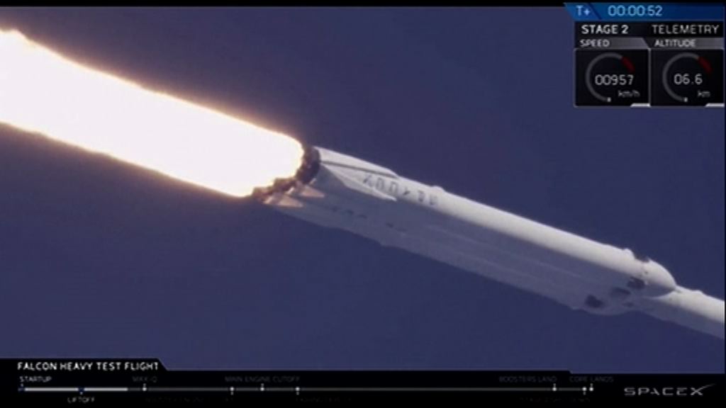 獵鷹重型運載火箭首次試射升空