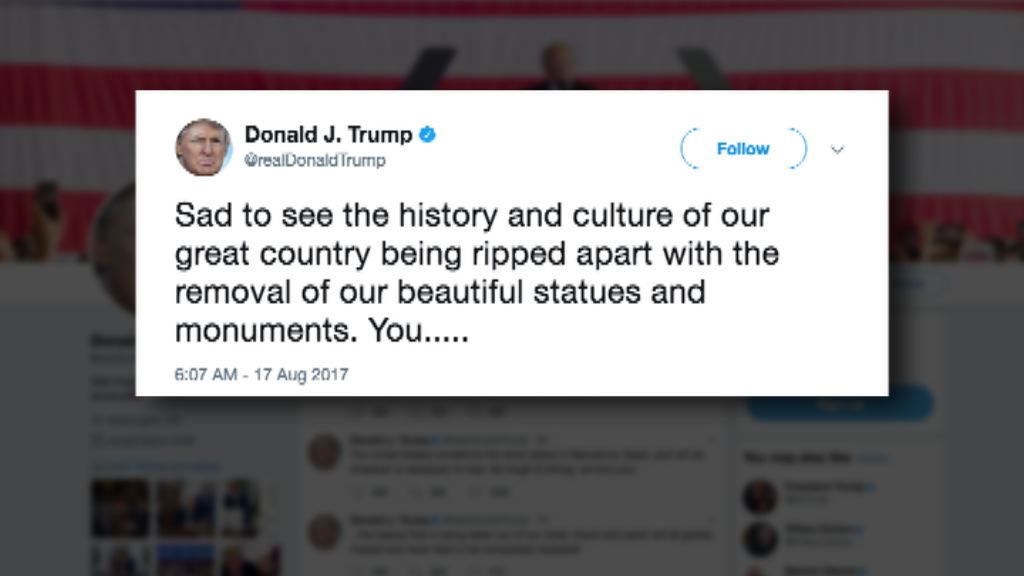 特朗普反對移除南北時期雕像紀念碑