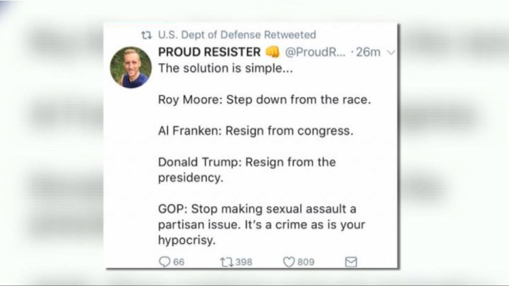 美國防部錯誤轉發帖文促特朗普下台