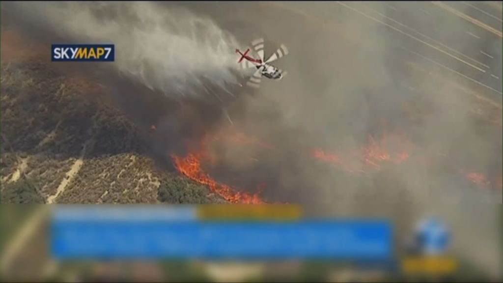 美國南加州公路車禍引發山火