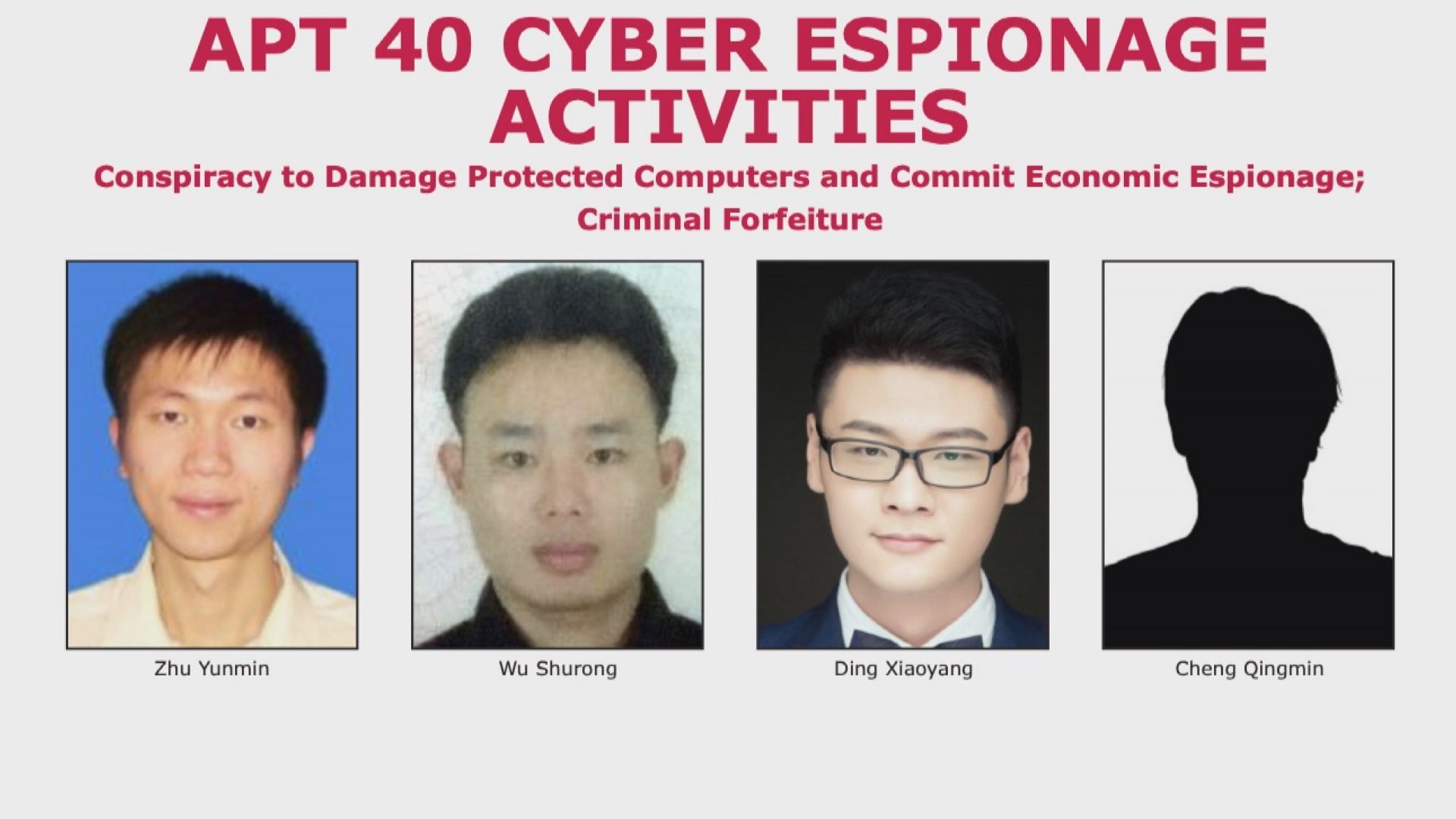 美司法部起訴四中國公民發動網絡攻擊