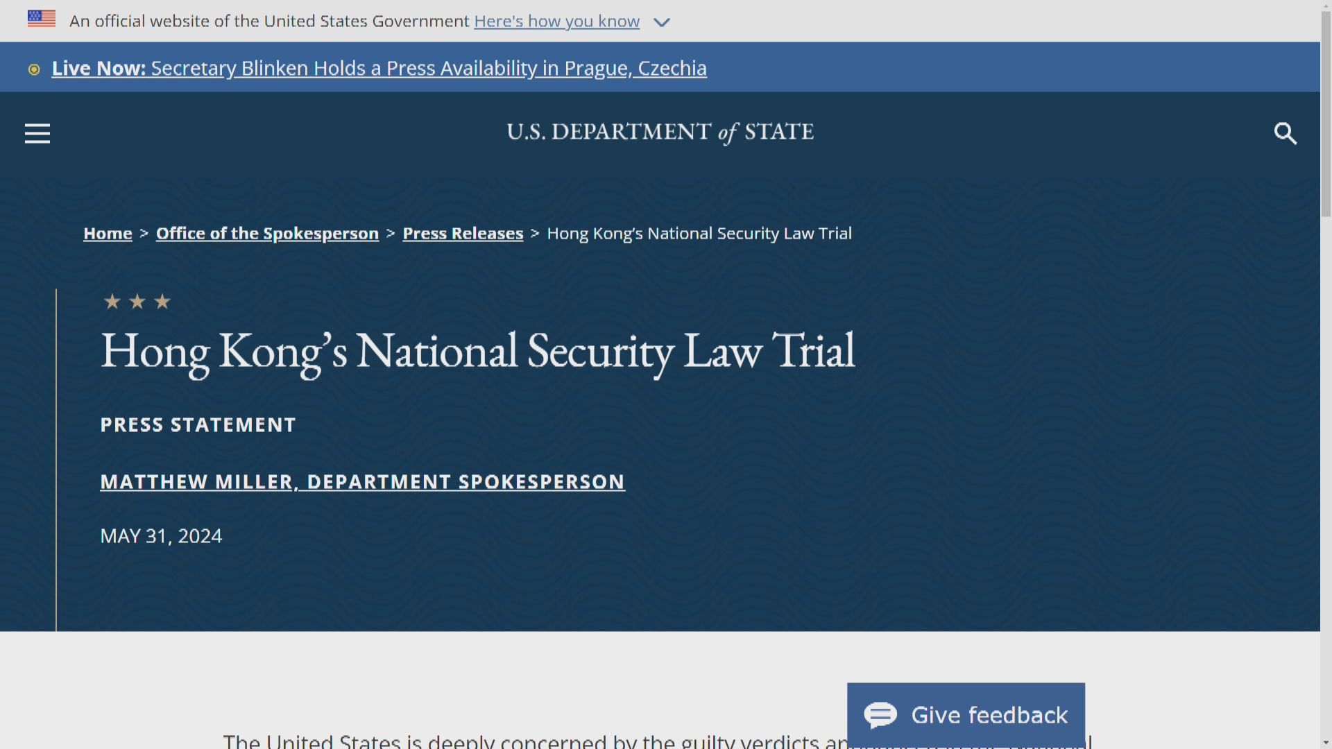 美國就民主派顛覆政權案裁決對內地及香港官員實施新簽證限制