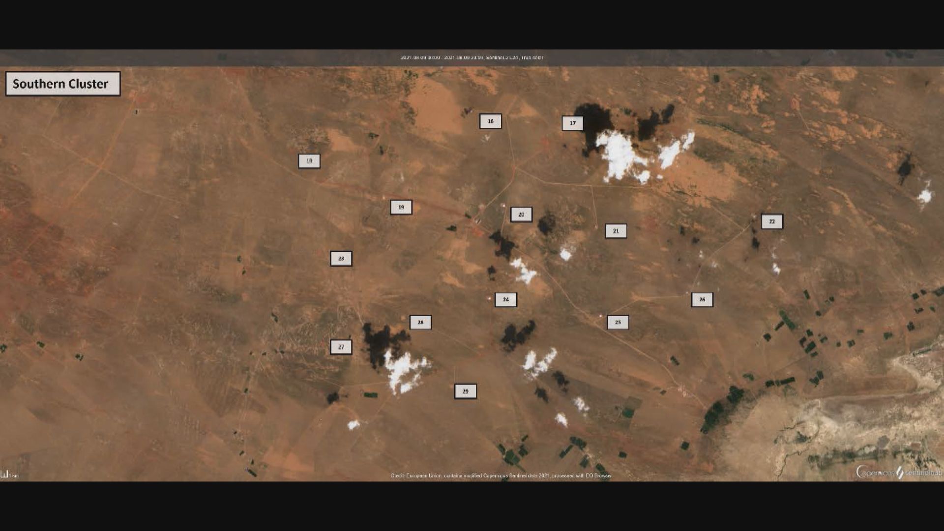 衛星在內蒙拍攝到多個疑為導彈發射井的工地