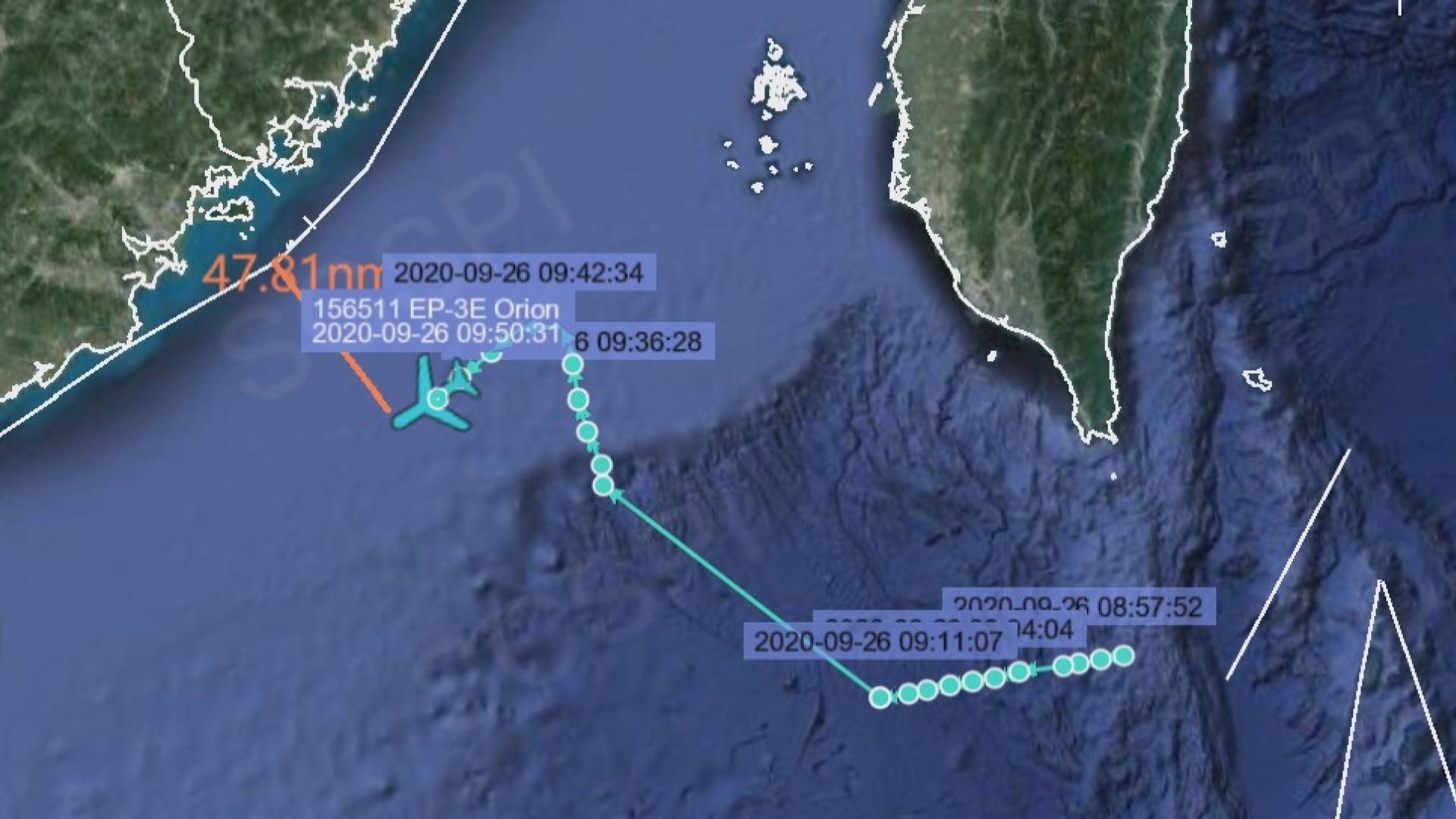美軍機被指曾逼近廣東省沿岸不足50浬