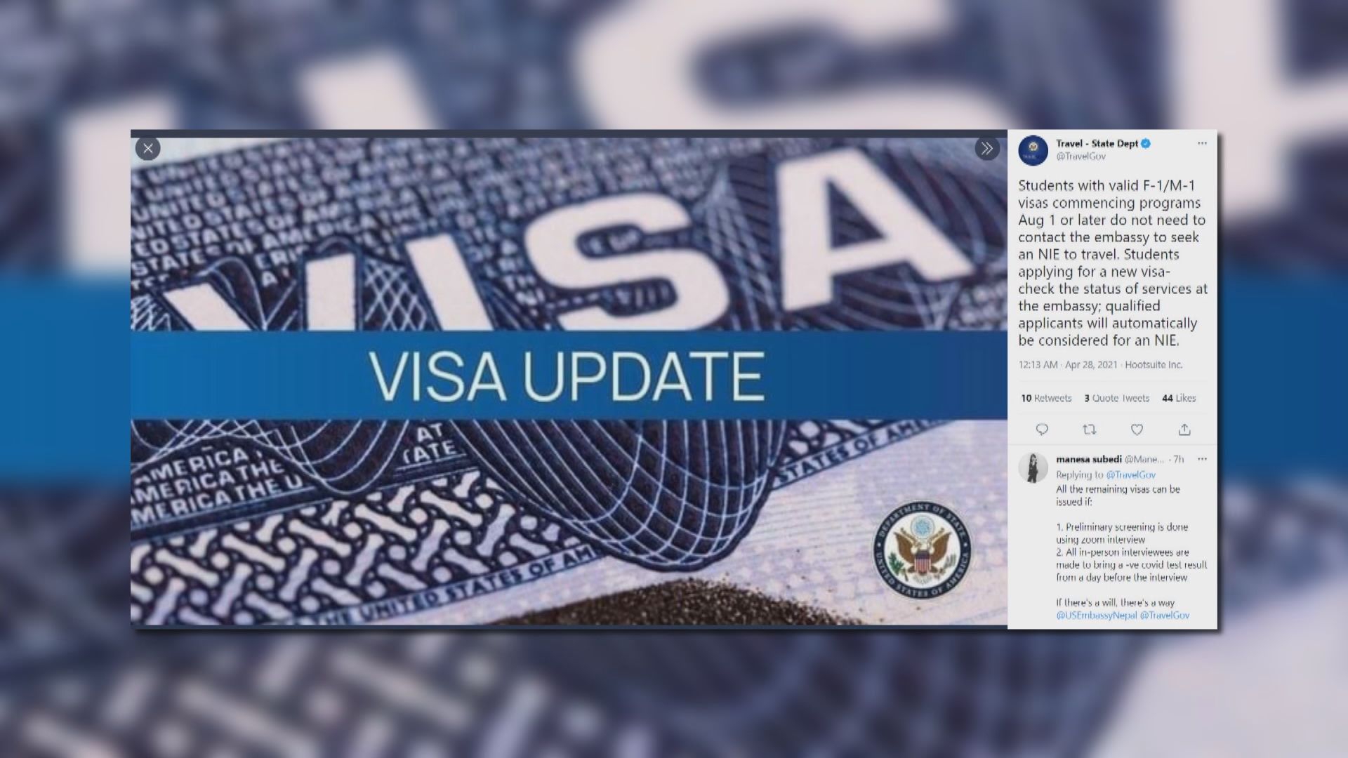 美放寬限制　中國留學生八月起可赴美