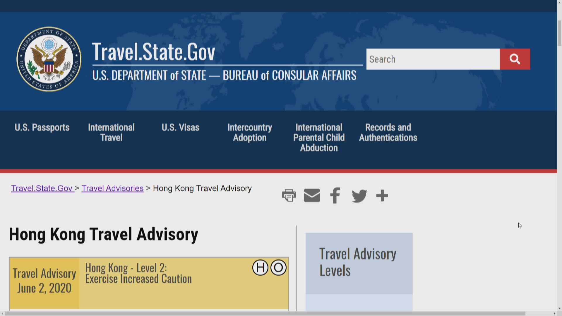 美國更新對港旅遊警示　籲國民小心受監視程度或增