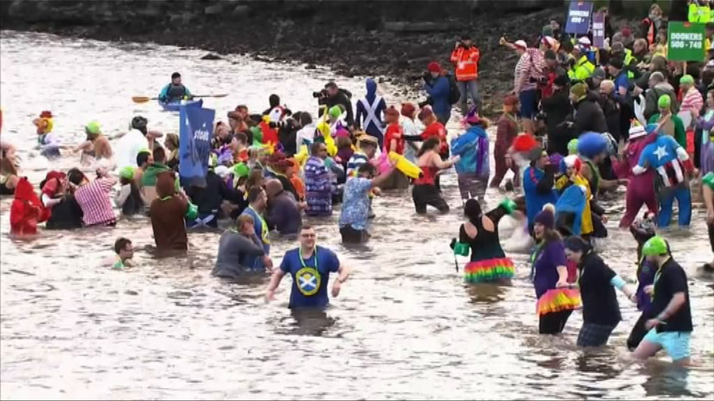 歐洲不同地方元旦冬泳慶祝