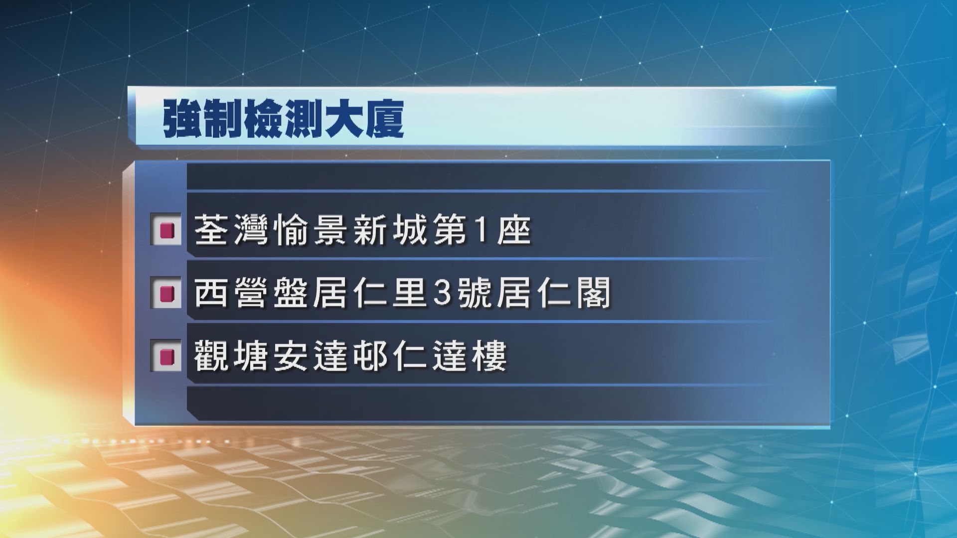 政府刊憲　三幢大廈及兩個工作場所納強檢名單