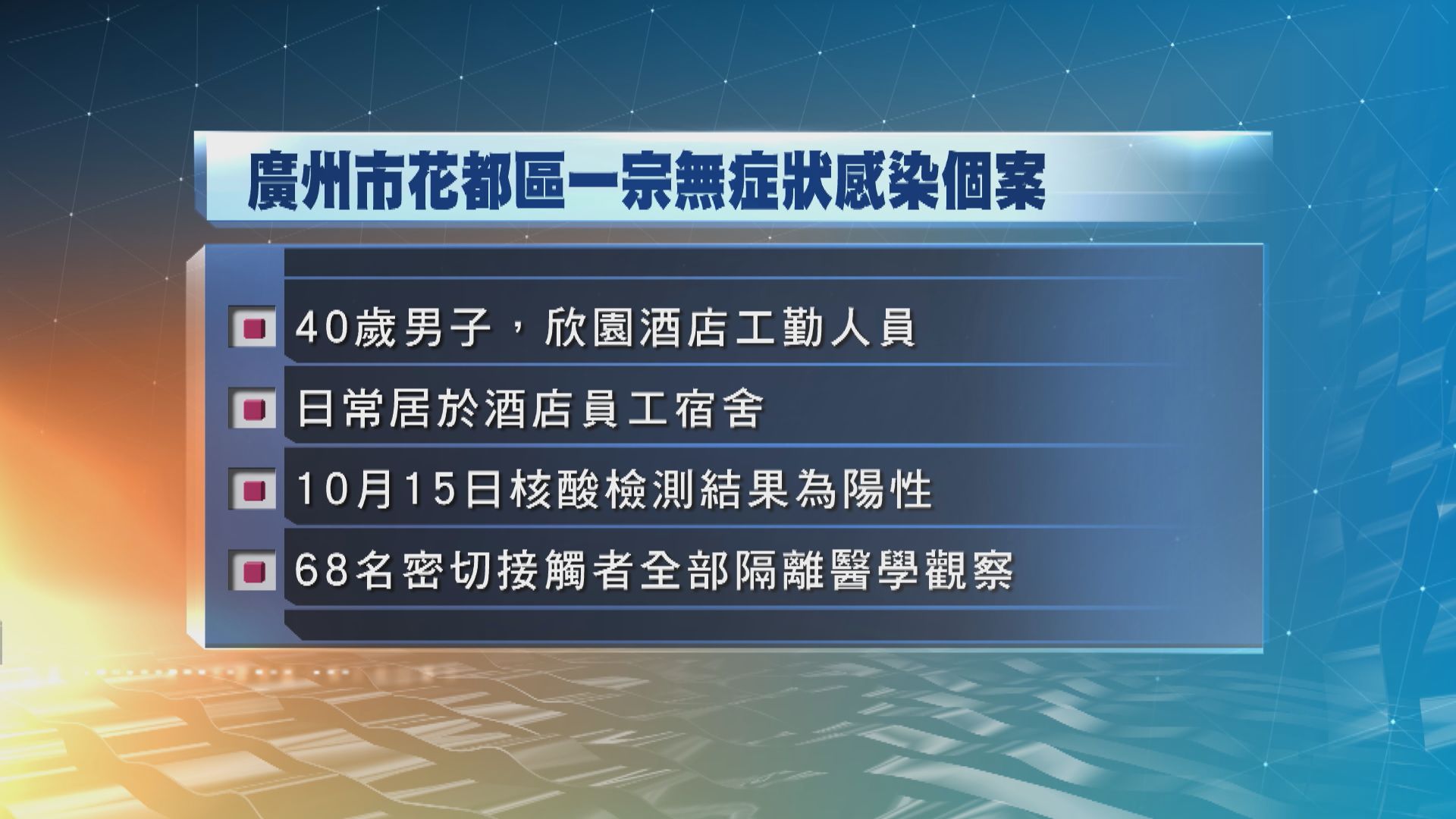 廣州市花都區出現一宗新冠病毒無症狀感染個案