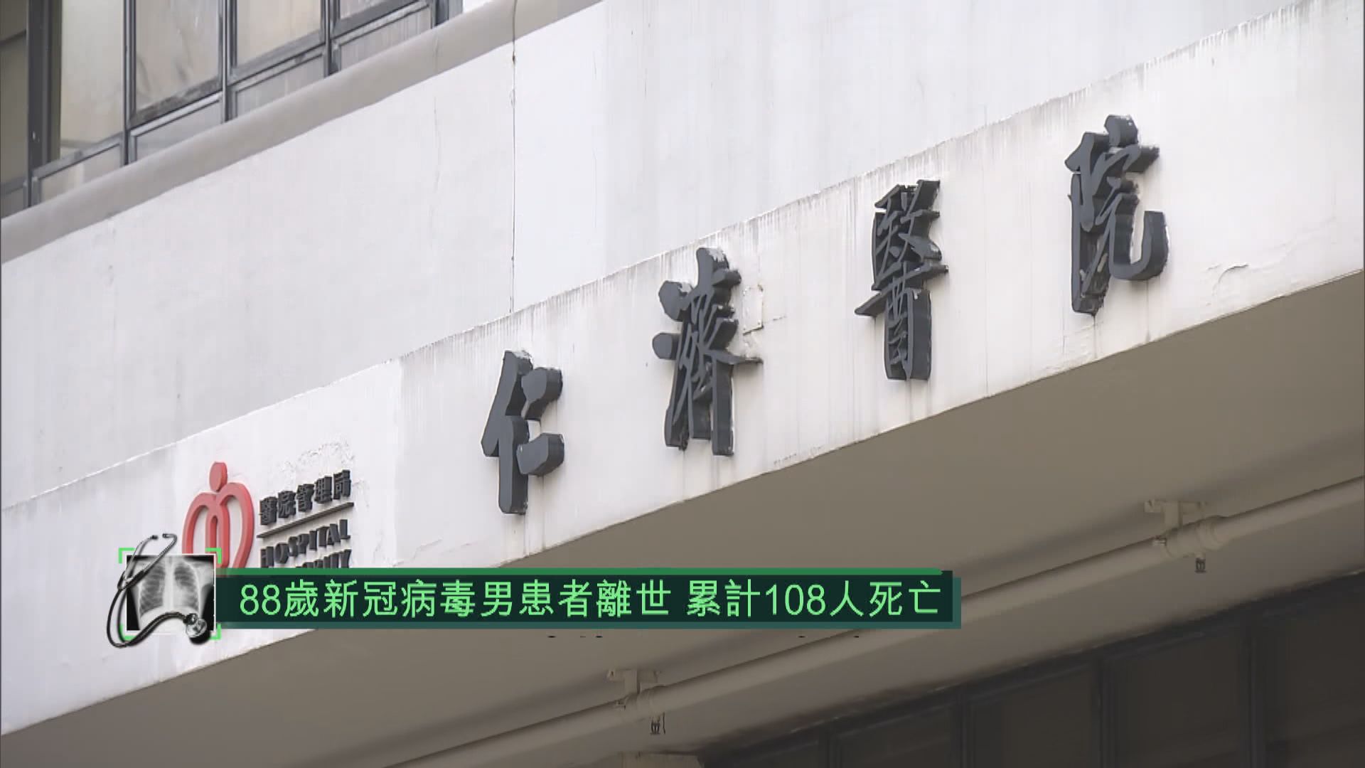 88歲新冠病毒男患者離世　累計108人死亡