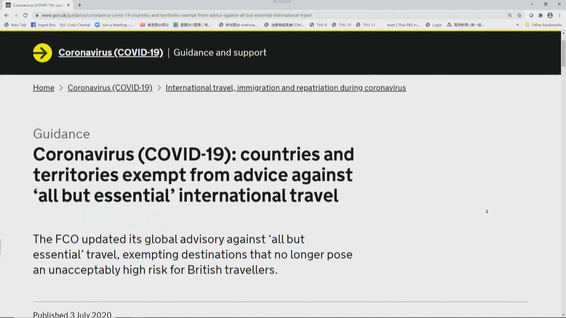 英國籲民眾如無必要勿赴西班牙