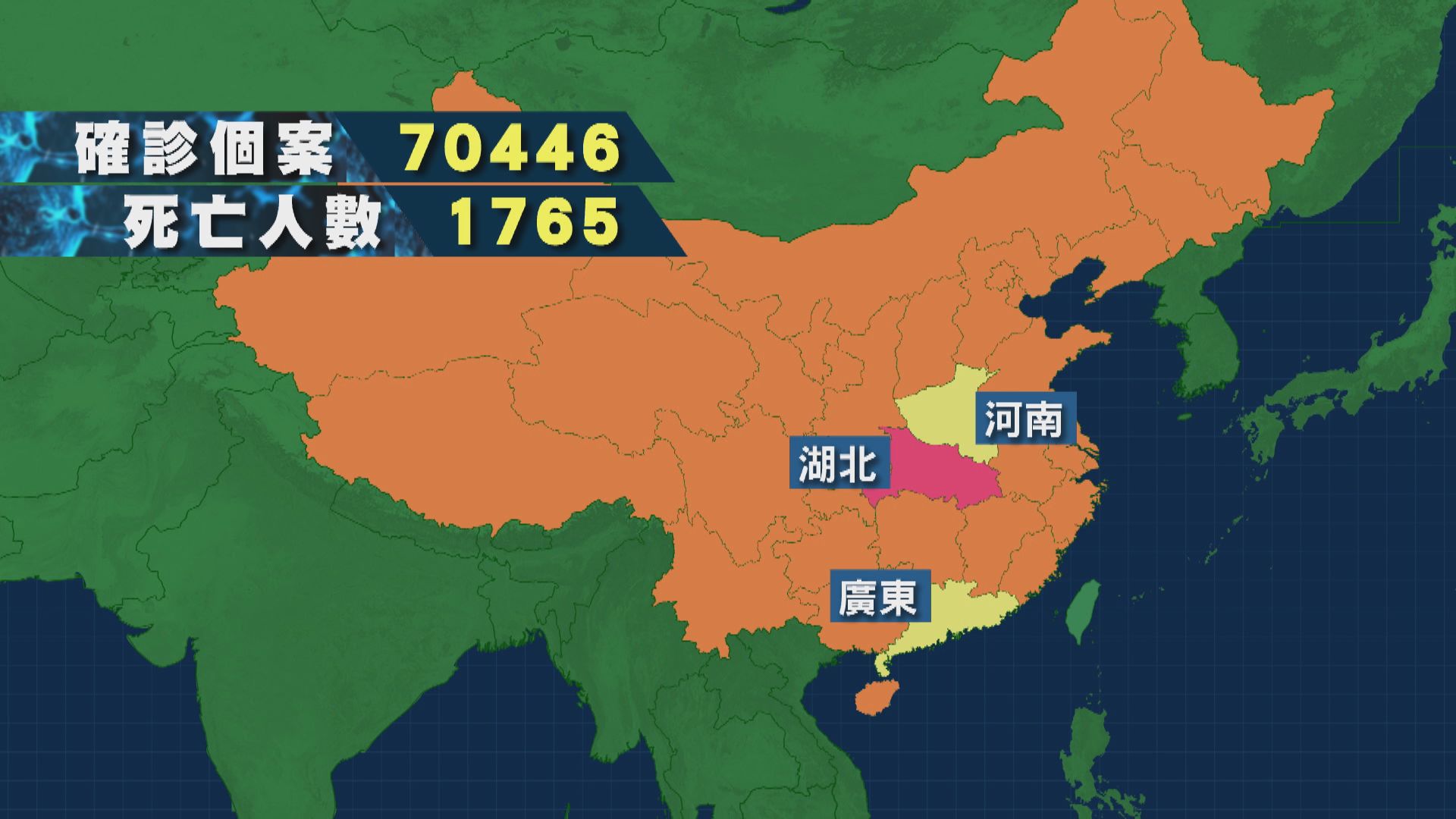 內地確診宗數突破七萬宗　死亡人數超過1700人
