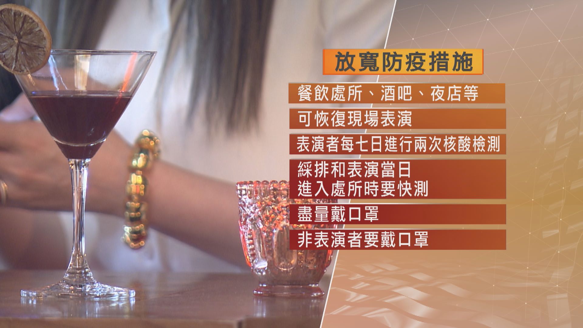 下周四放寬部分防疫措施　酒吧等可現場表演