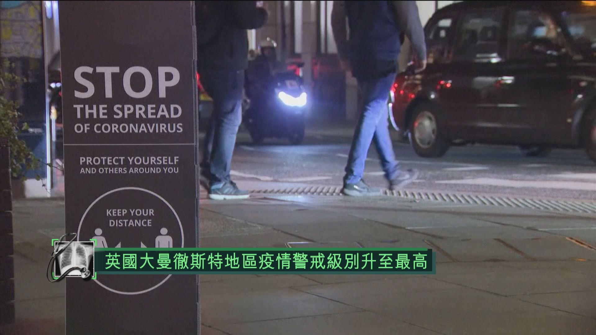 英國大曼徹斯特地區疫情警戒級別升至最高