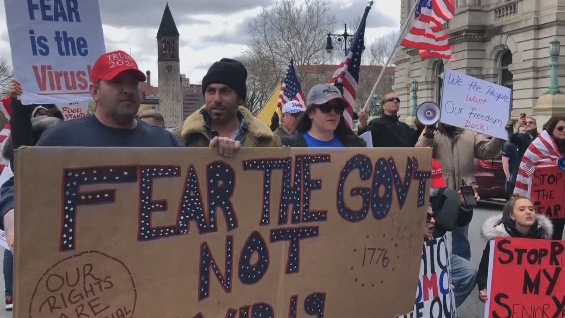 美國多地續有示威要求解除居家令