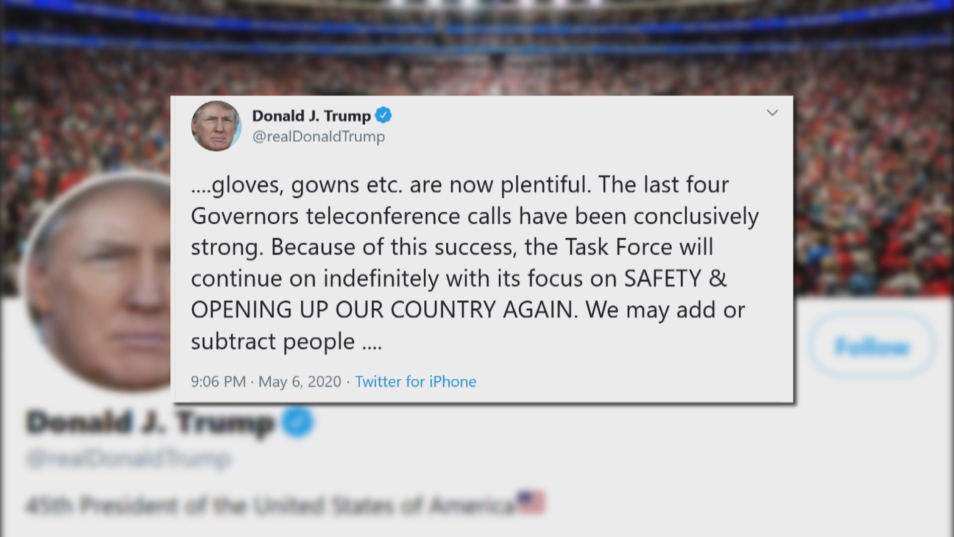 特朗普改口風　不解散應對疫情工作組