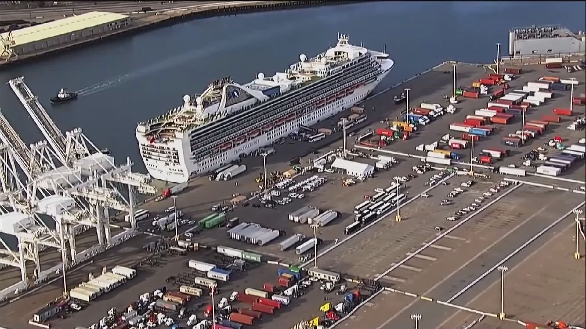 至尊公主號乘客陸續落船接受隔離　英國加拿大派包機