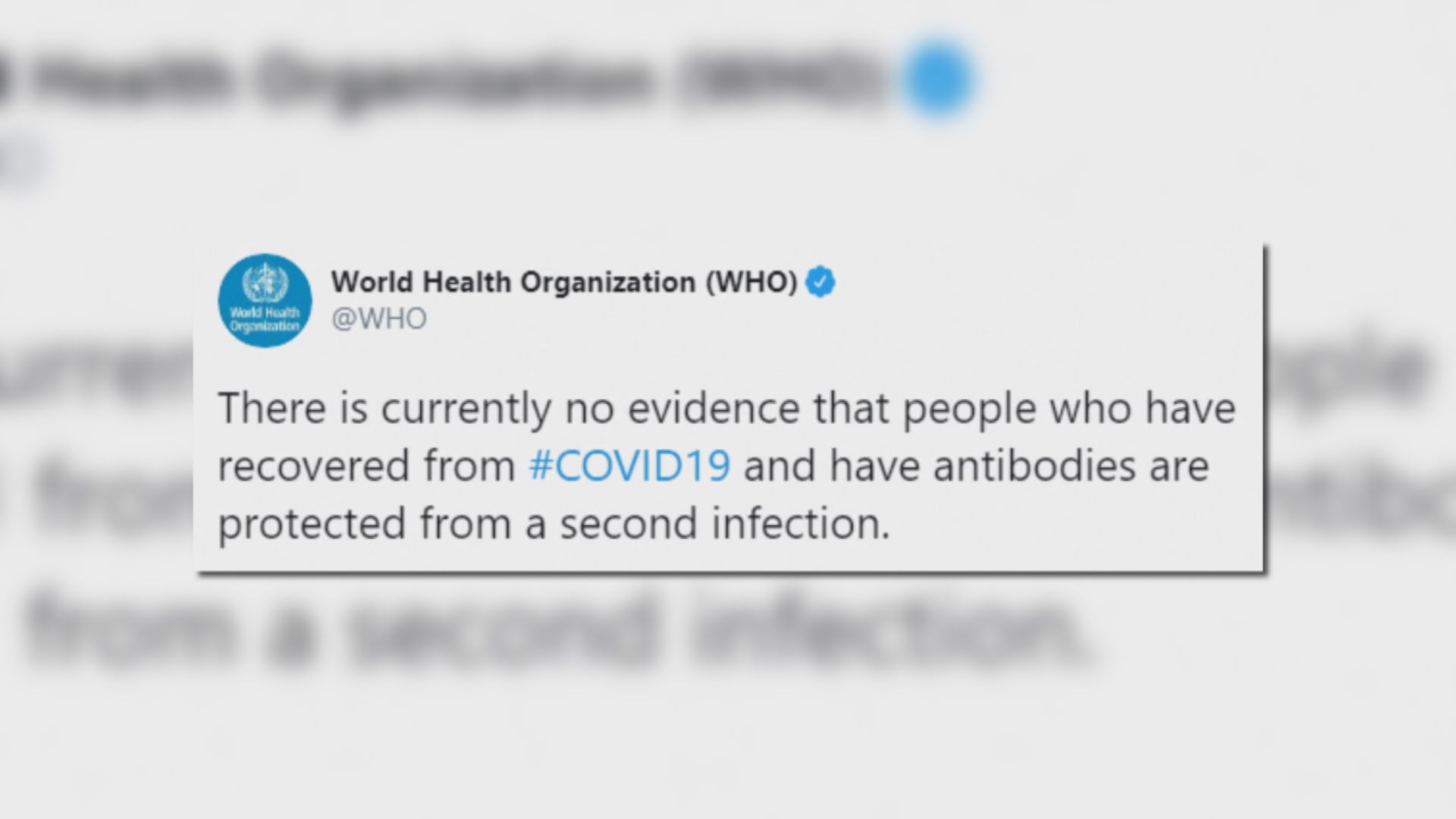 世衛︰康復患者未必可免於二次感染