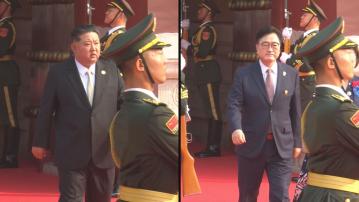 抗戰勝利80周年閱兵｜南韓國會議長禹元植在閱兵前與金正恩互致問候、握手
