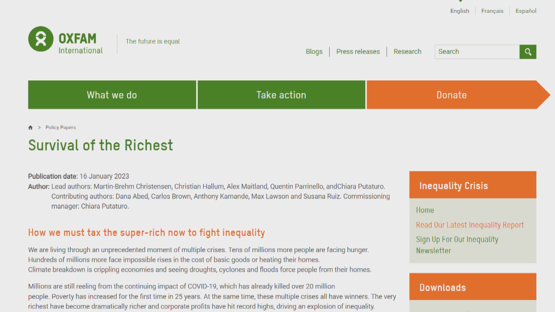 樂施會指世界1%超級富豪佔全球三分之二新增財富