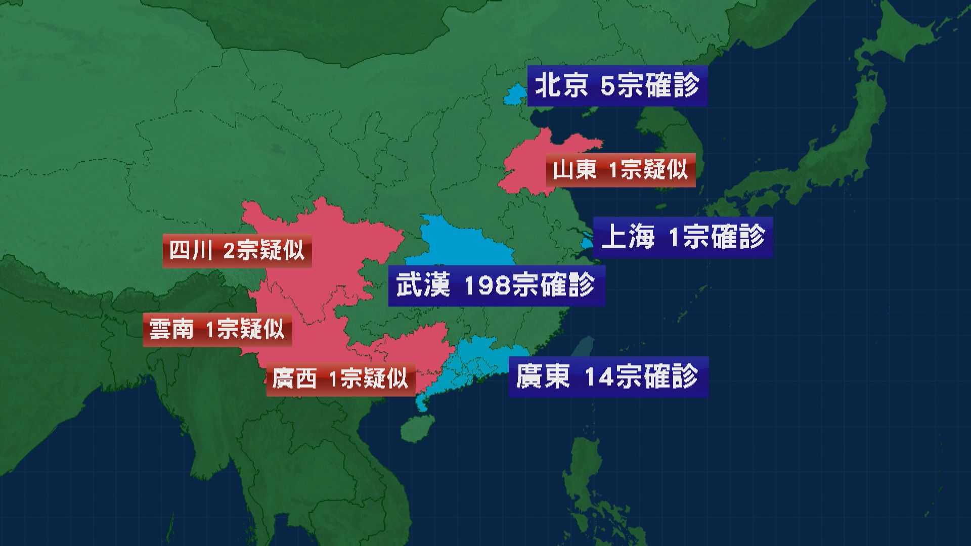 武漢新型冠狀病毒全國確診個案突破200宗