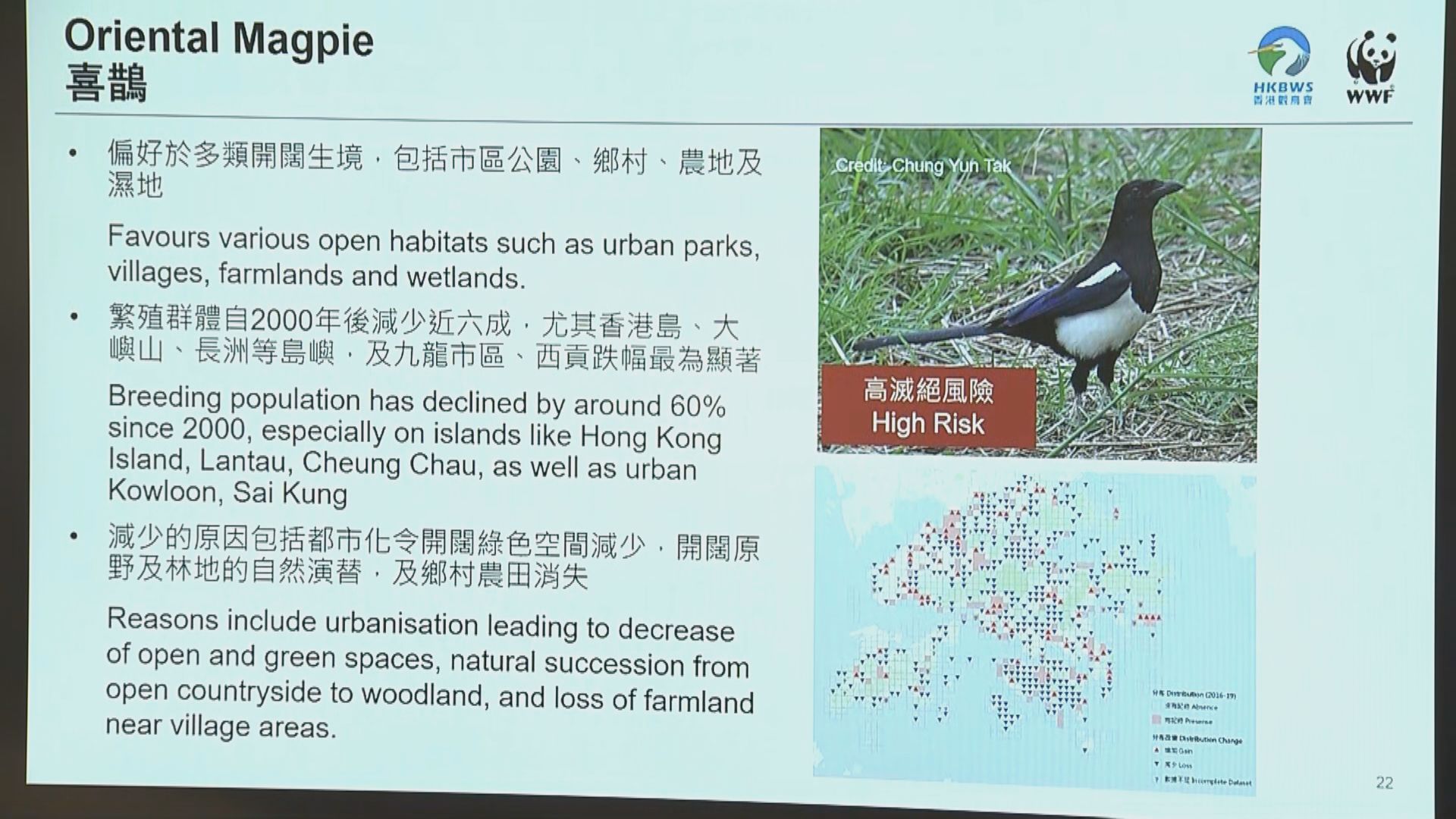 世界自然基金會指本港逾四分一物種有本地滅絕風險