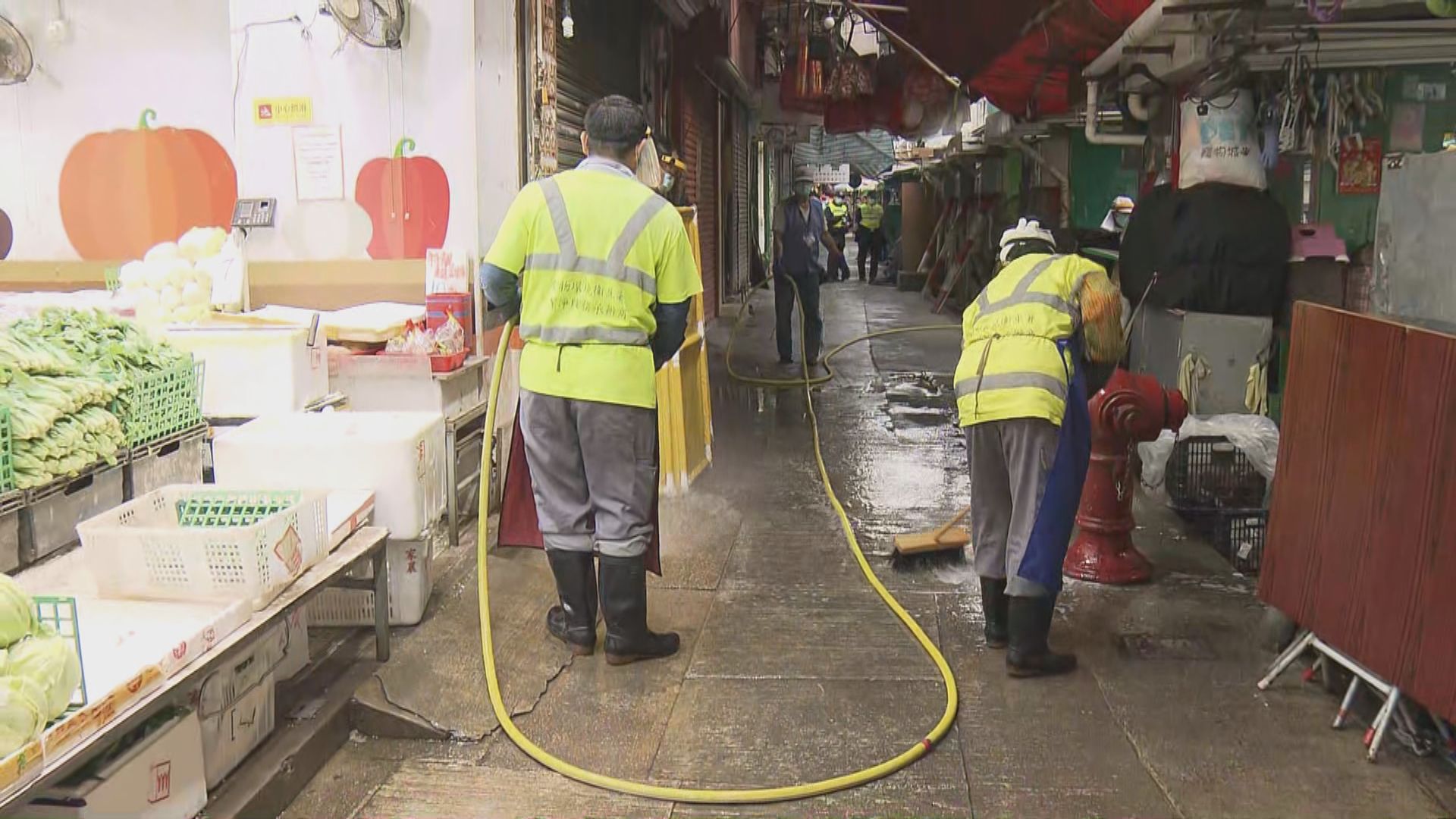 食環署派員清洗受限區一帶　