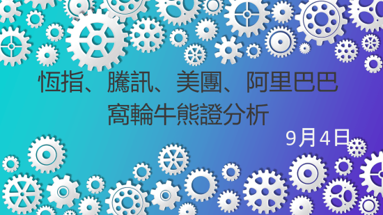 9月4日窩輪牛熊證分析 #恒指 #騰訊 #美團 #阿里巴巴