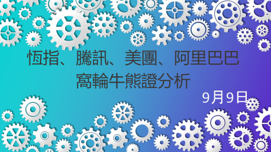 9月9日 港股窩輪牛熊證分析：恒指、騰訊、美團、阿里