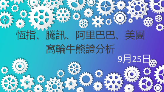 9月25日 窩輪牛熊證分析 #恒指 #騰訊 #阿里巴巴 #美團